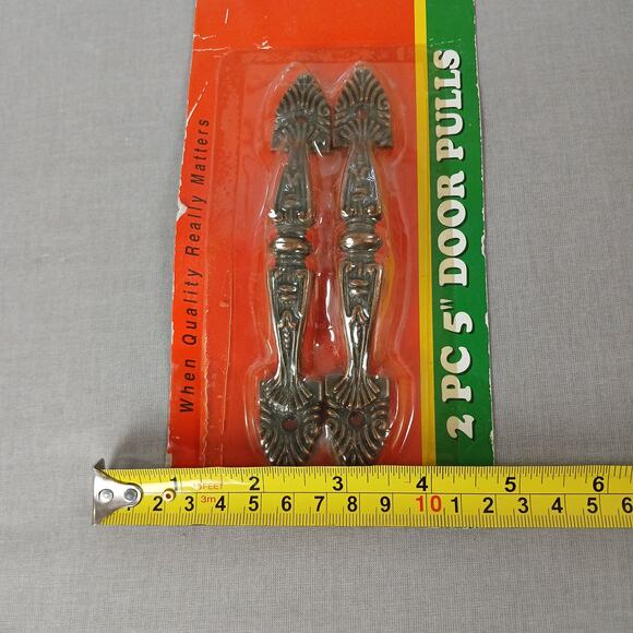 three 5" ornate antique-style door pull handles plastic drawer cabinet copper - Picture 7 of 8